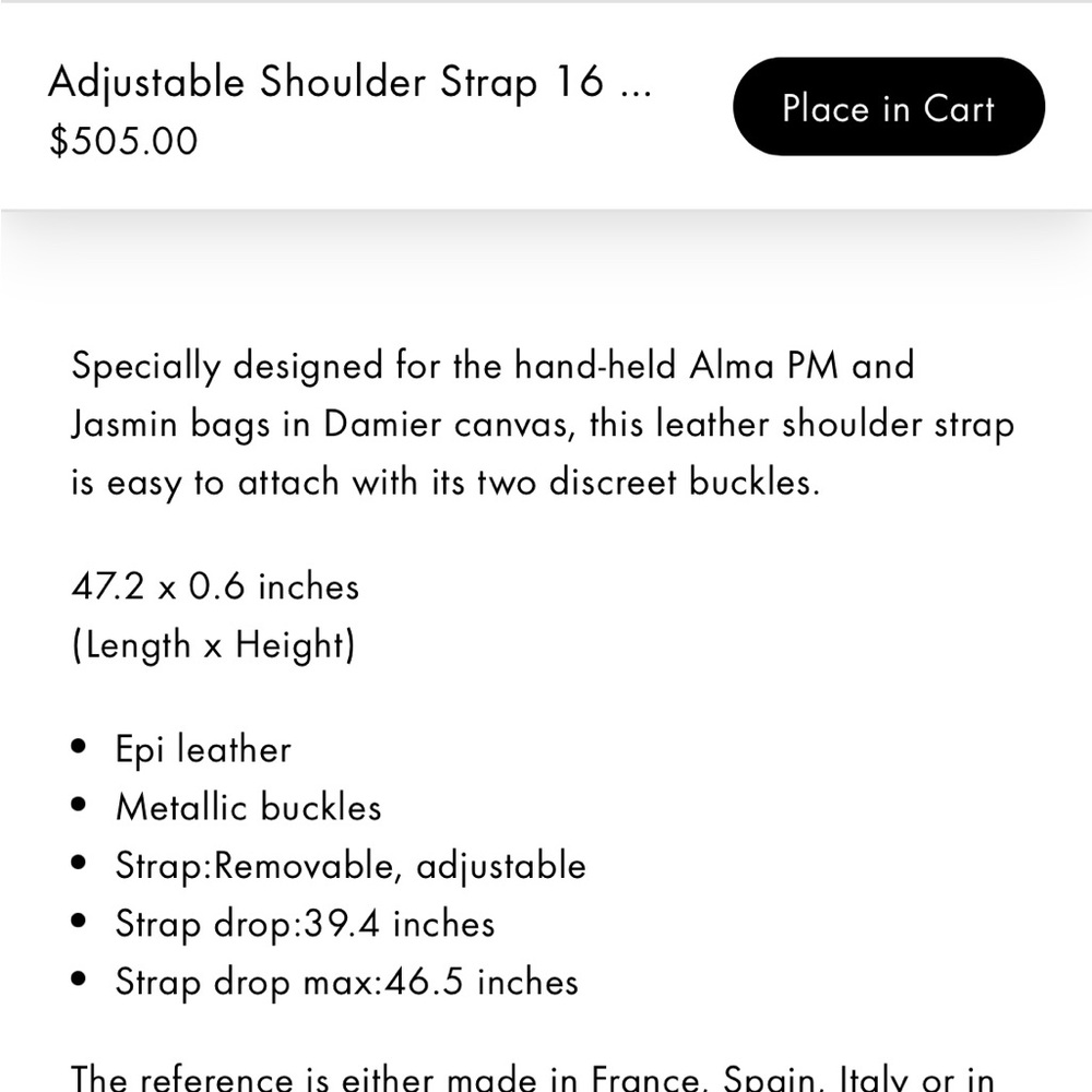 Louis Vuitton Adjustable Shoulder Strap 16mm Ebene - Picture 4 of 11